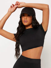 Solid Round Neck Crop Top